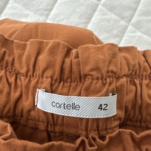 CORTELLE Pants Womens 42 US M Rust Brown Pull On Tie Waist Tapered Minimalist - Picture 4 of 12